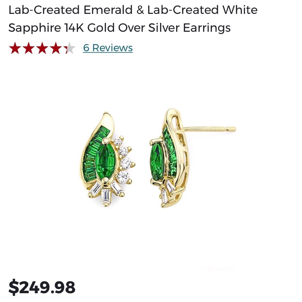 Emerald/White Sapphire 14K Gold/Silver Earrings